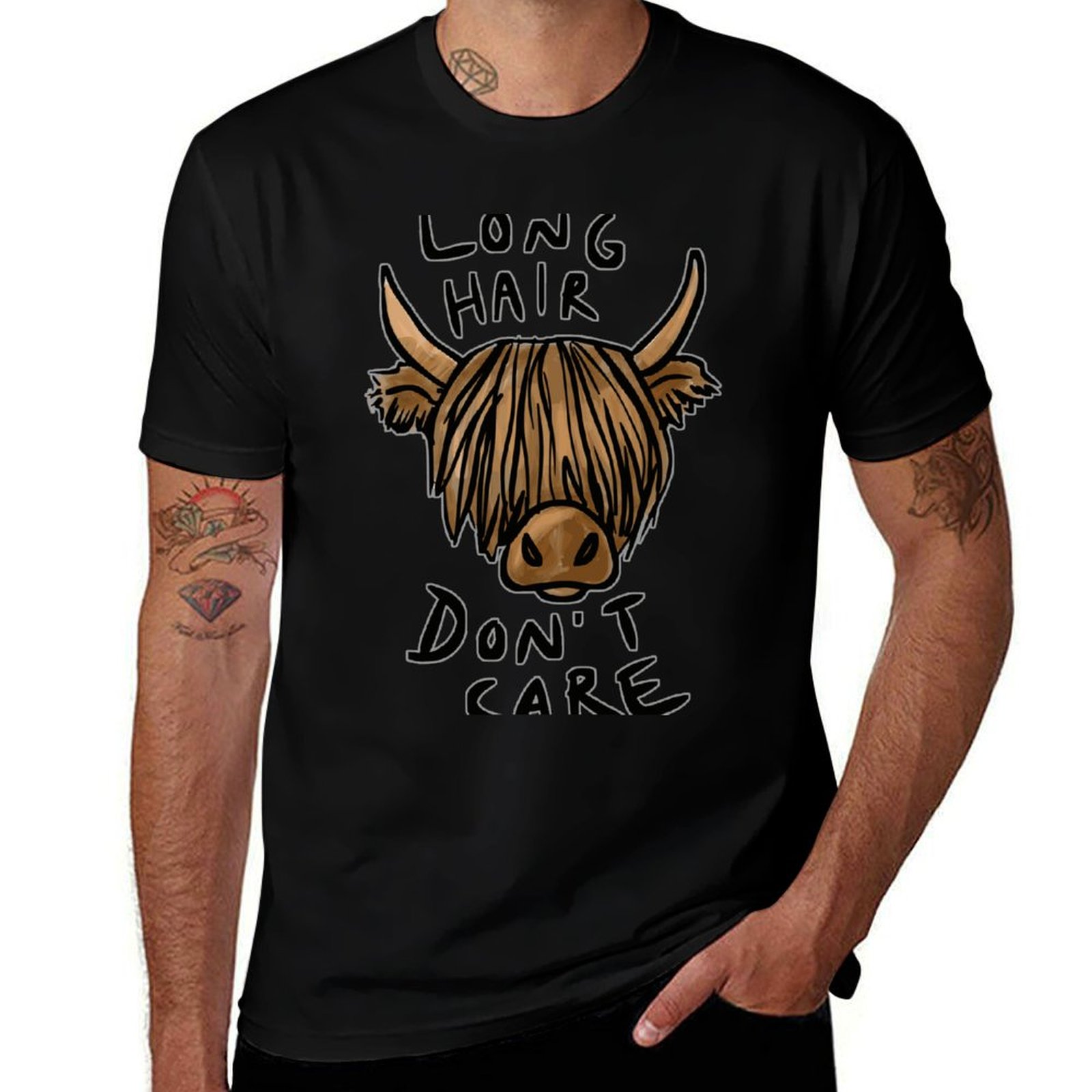 Hair Care Luxury Brands - ロングヘア・ドントケア - ハイランドカウTシャツ メンズ 100%コットン 高級ブランドTシャツ