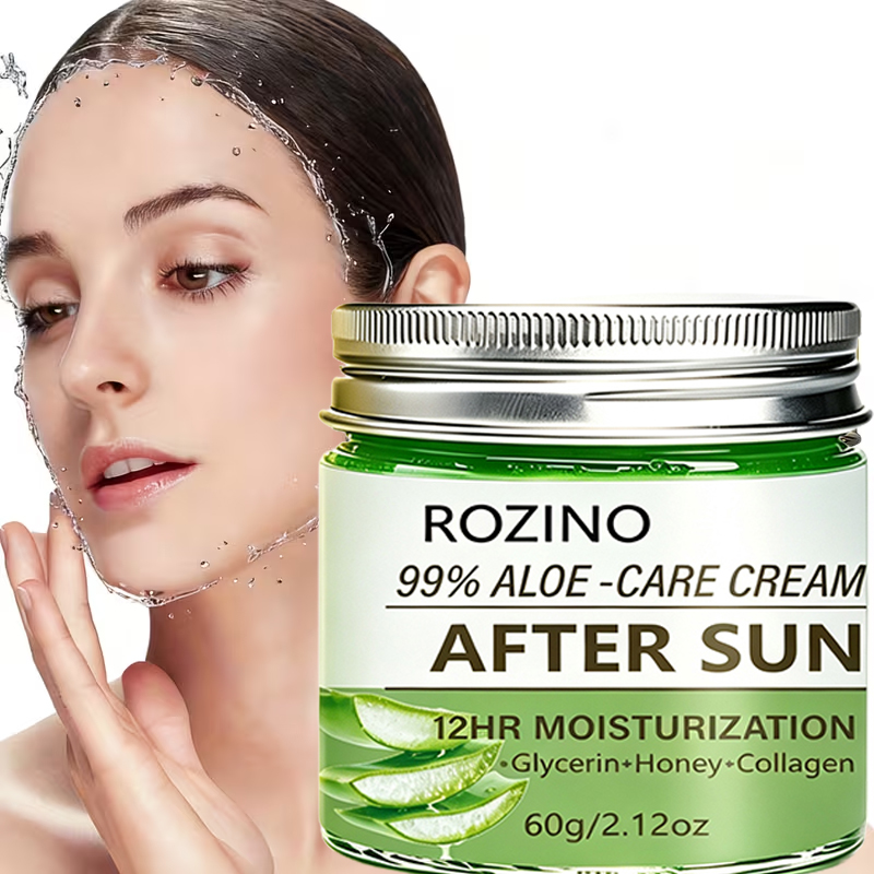 Hair Care With Aloe Vera - 99％アロエベラジェルケアクリーム、グリセリン+蜂蜜+コラーゲン配合、12時間持続する保湿効果、日焼け後の赤みを鎮め、夏の氷湿布にも最適、べたつかない軽いテクスチャー、顔、体、髪、シェービング後、脱毛後にも使用可能、敏感肌やニキビができやすい肌にも適しており、すべての肌タイプに適しています。