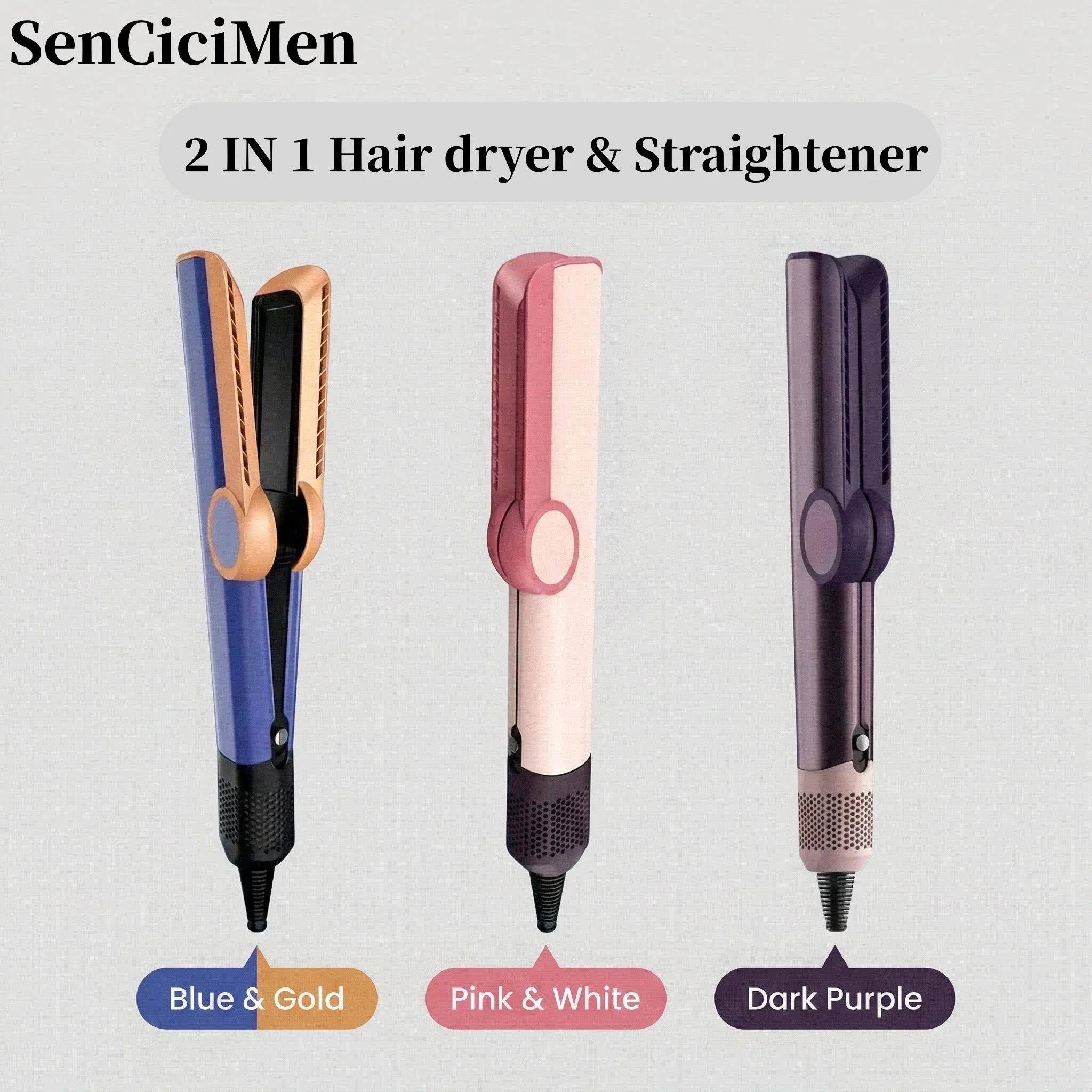 Hair Care Long Hair - SenCiciMen 2 in 1 ヘアドライヤーストレートナー、エアフロースタイラー、高速加熱 24