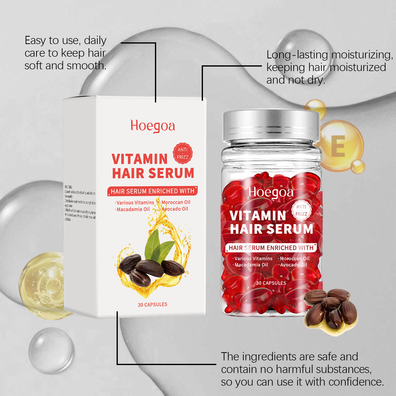 Hair Care Long Hair - ビタミン ヘアケア セラム カプセル 再成長促進 オイルコントロール