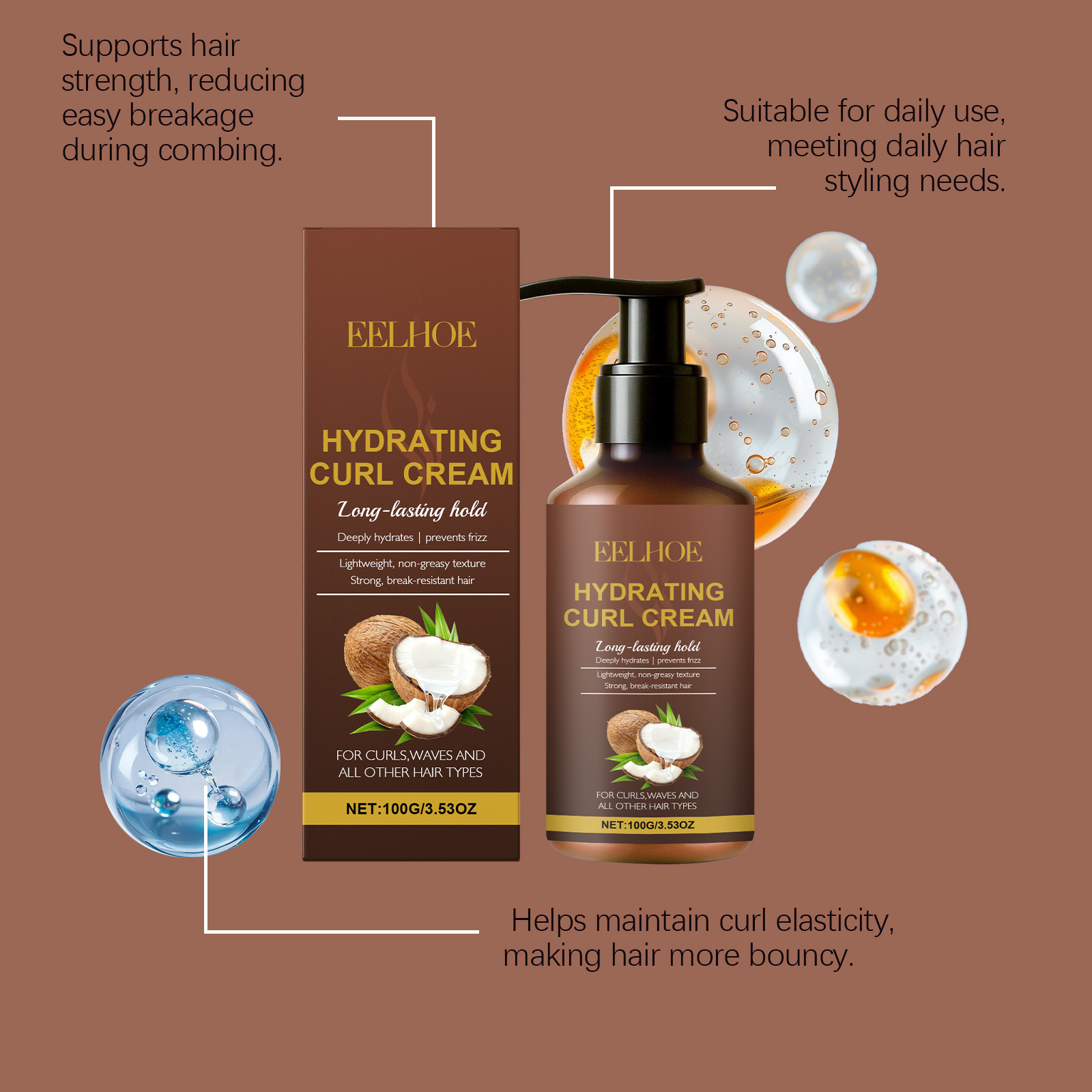 ウェーブヘアとカールヘア用のカールスタイリングクリーム、縮れ - Hair Care Long Hair のレビューと価格