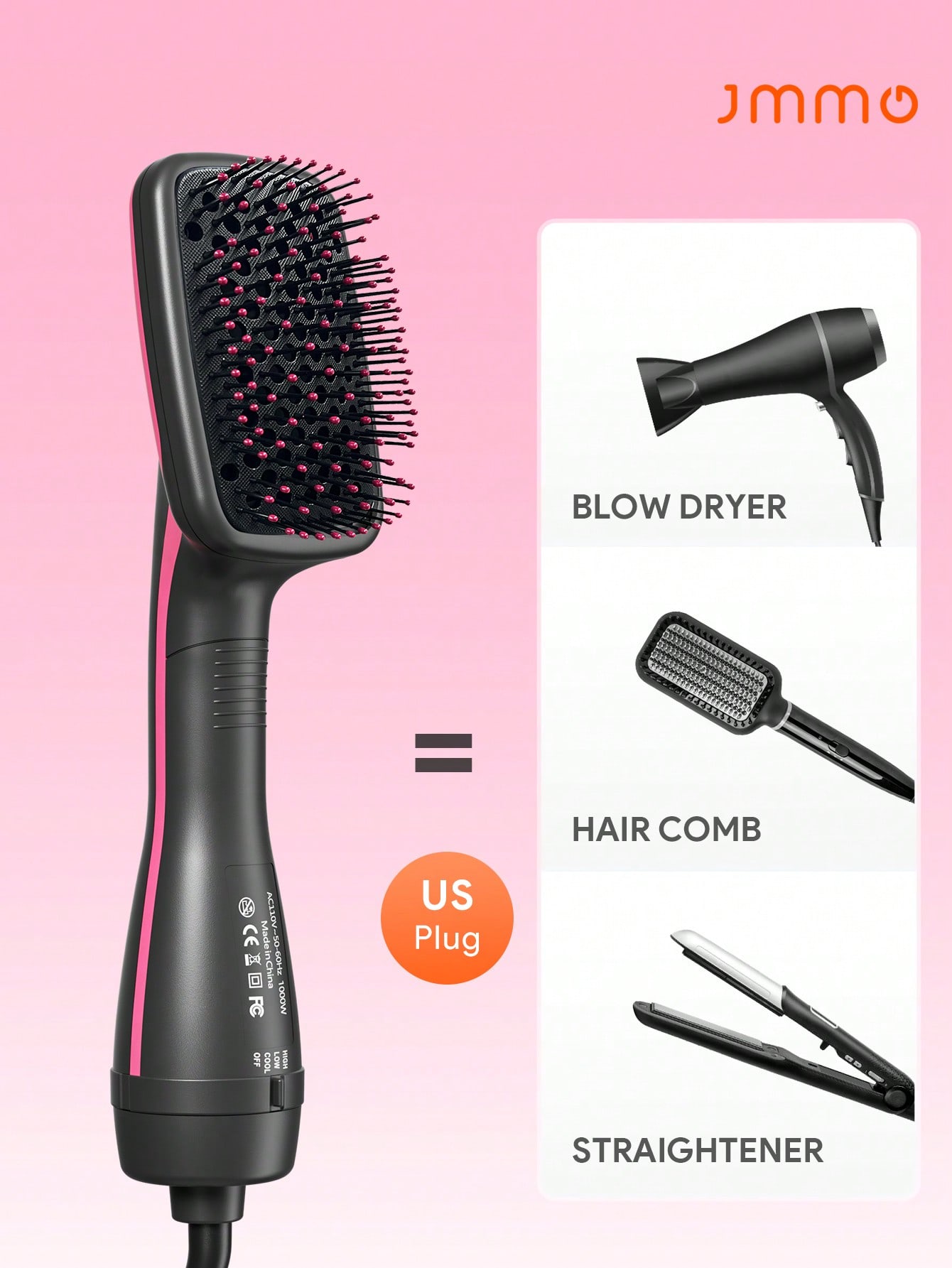 JMMO 3 in 1 ホットエアブラシ（米国プラグ付き）、 - Hair Care Step のレビューと価格
