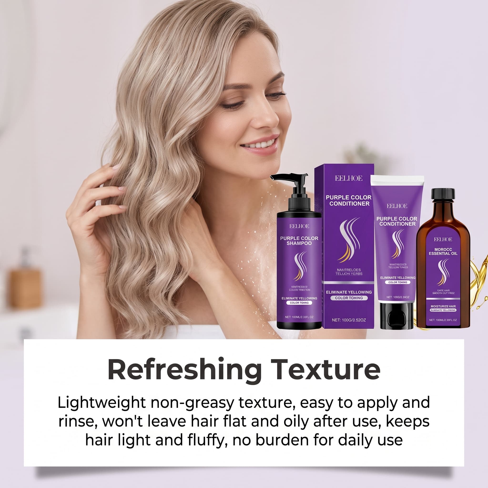 パープルシャンプーセット（コンディショナー、ヘアオイル、セラ - Hair Care Conditioner のレビューと価格