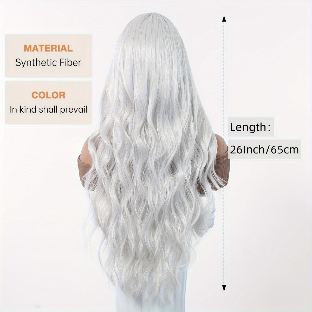 安信ブランド合成繊維ウィッグ：シルバーホワイトの自然な大きな - Hair Care Long Hair のレビューと価格