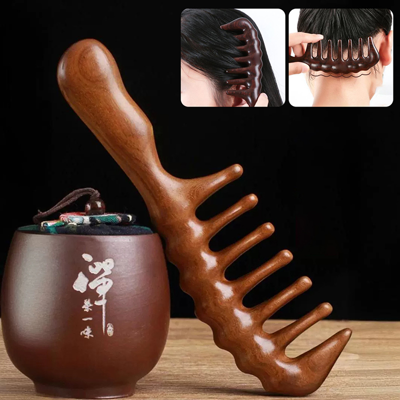 天然白檀の櫛、静電気防止木製櫛、マッサージ、細長い歯、もつれ - Hair Care Long Hair のレビューと価格