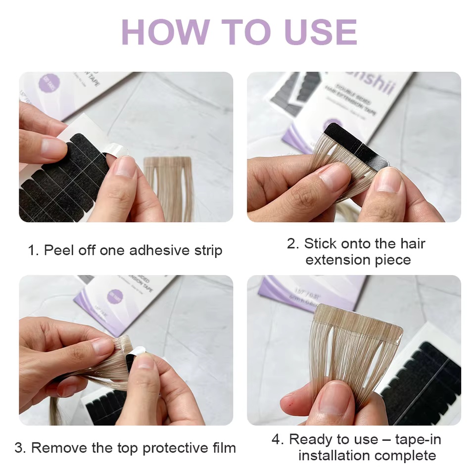 ヘアエクステンションまたはウィッグ用両面交換テープ 30シー - Hair Extension Tape In のレビューと価格