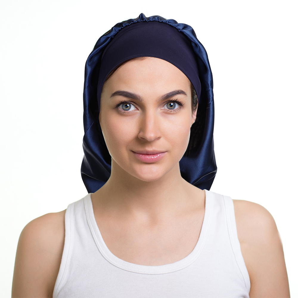 サテンボンネットロングヘア帽子ソフト弾性バンドナイトキャップ - Hair Care Long Hair のレビューと価格