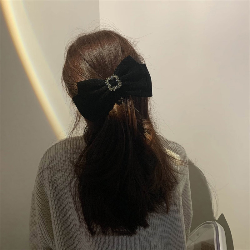 真新しい黒ベルベットビッグリボンヘアピン女性のための高級ジル - Hair Care Luxury Brands のレビューと価格