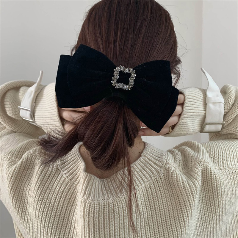 真新しい黒ベルベットビッグリボンヘアピン女性のための高級ジル - Hair Care Luxury Brands のレビューと価格